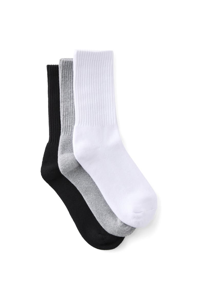 Men's 3 Pack Essential Crew Socks, Main, color, Grey Marle White Black