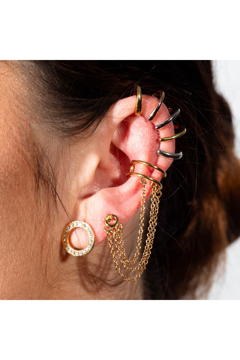 Art Deco Halo Studs, Alternate, color, Gold
