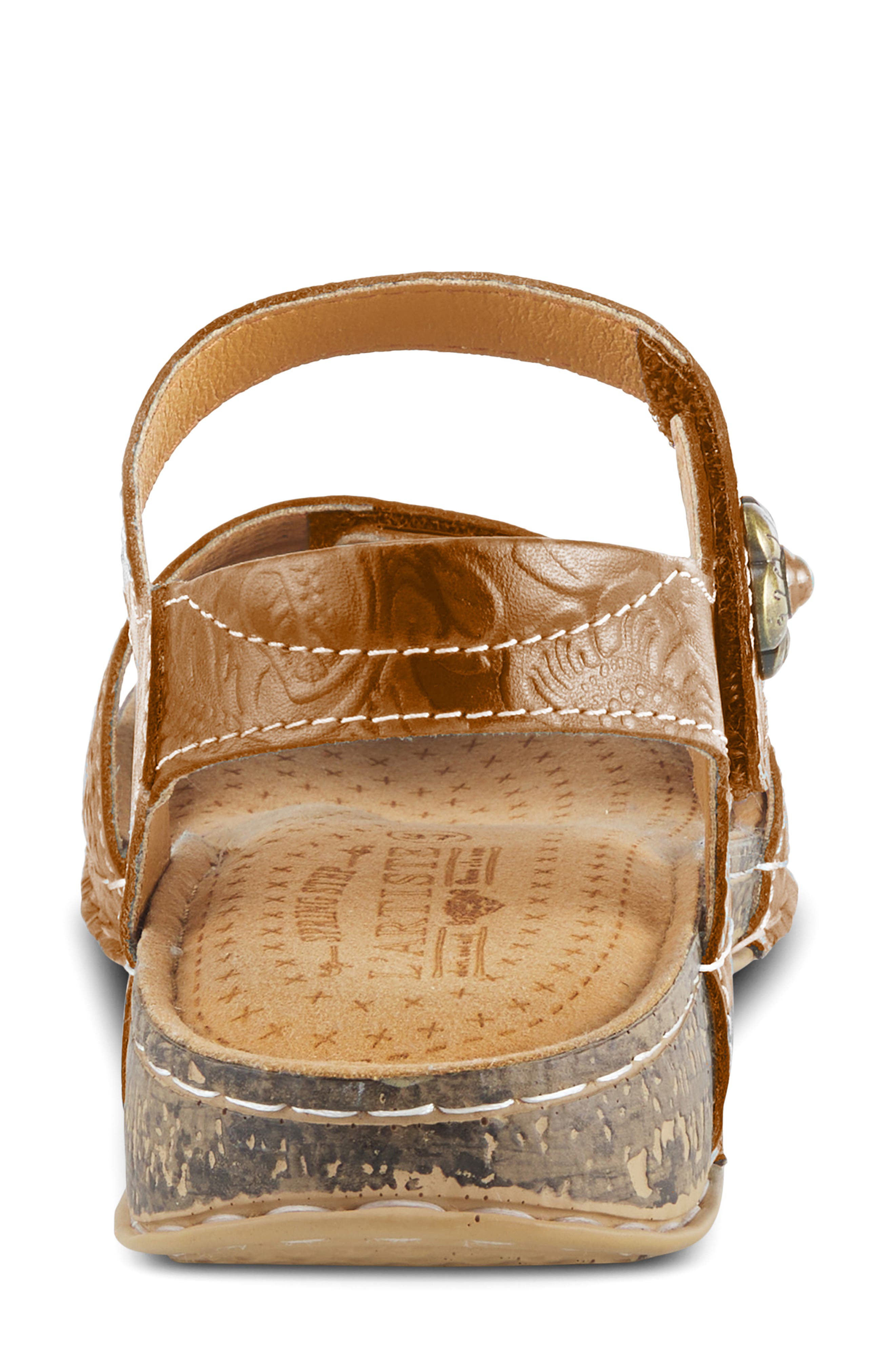 L'Artiste by Spring Step Popular Asymmetric Ankle Strap Sandal, Alternate, color, Camel