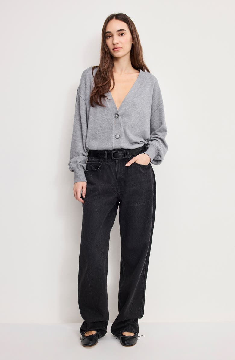 Good American Two Way Button-Up Cardigan, Alternate, color, Charcoal