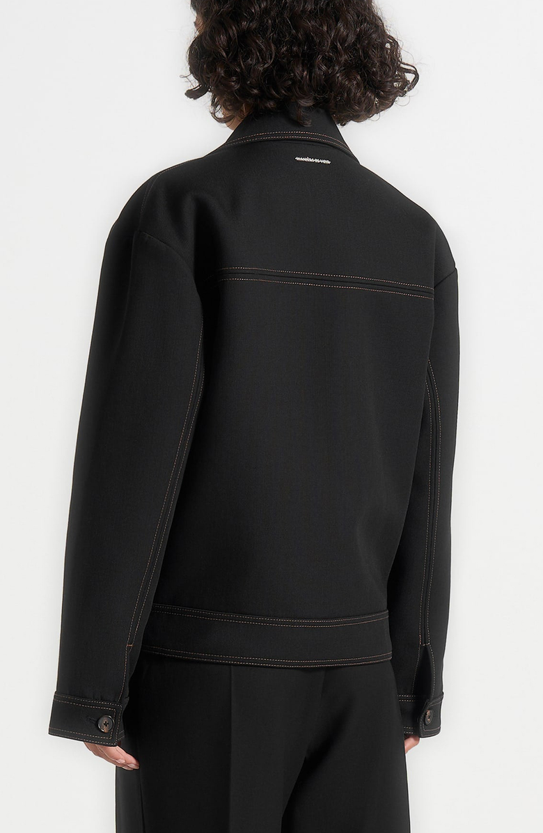 Manière De Voir Mika Unisex Tailored Double Breasted Jacket With Contrast Stitch, Alternate, color, Black