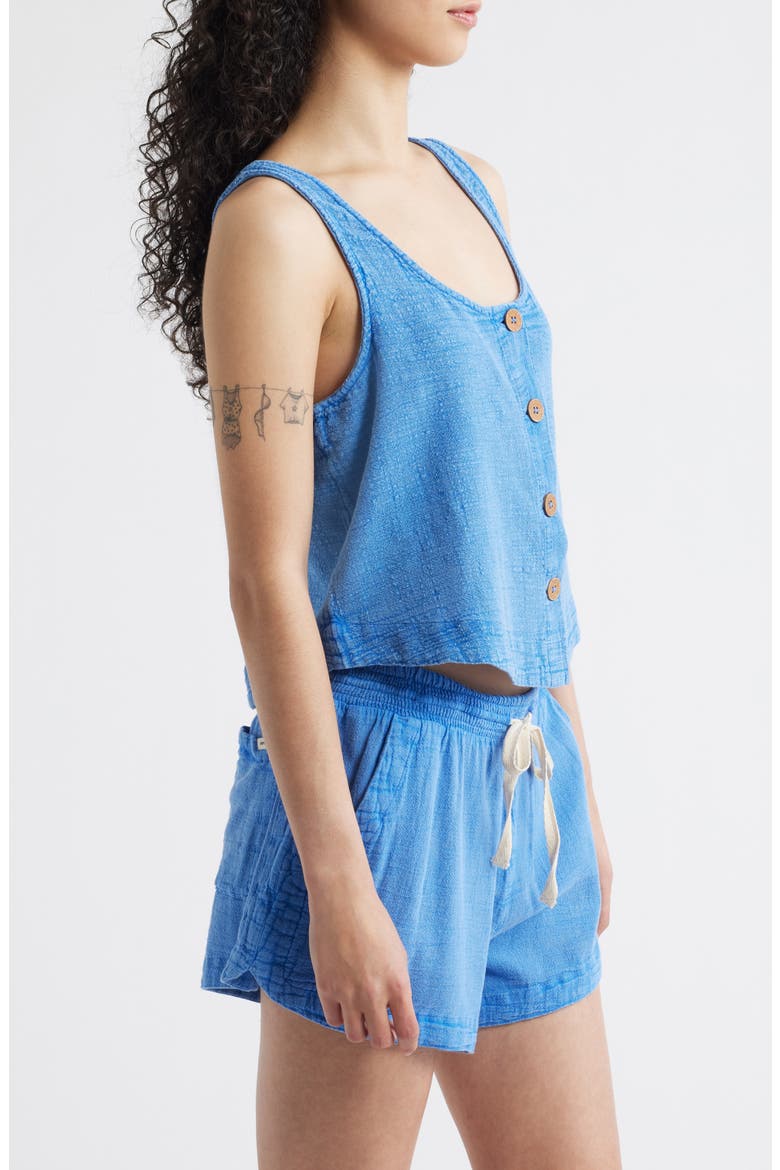 Classic Surf Cotton Crop Button-Up Tank, Alternate, color, BRIGHT BLUE