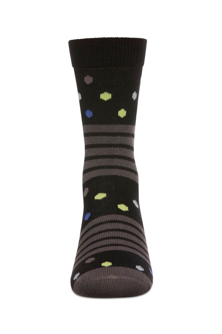 Stripe Dot Combo Crew Sock, Alternate, color, Black