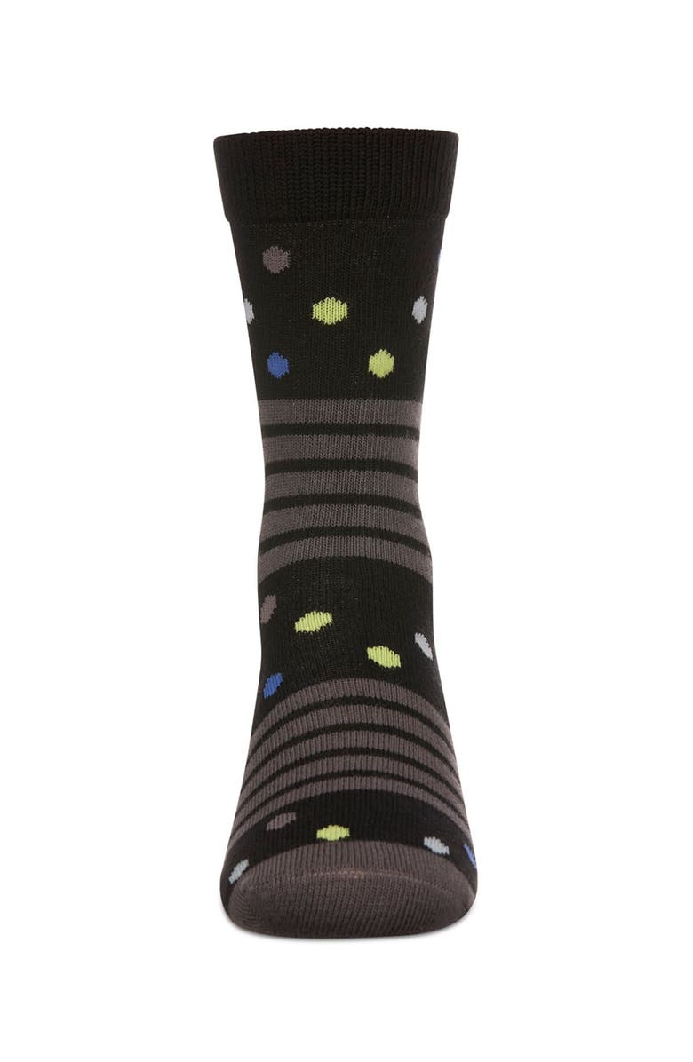 MeMoi Stripe Dot Combo Crew Sock, Alternate, color, Black