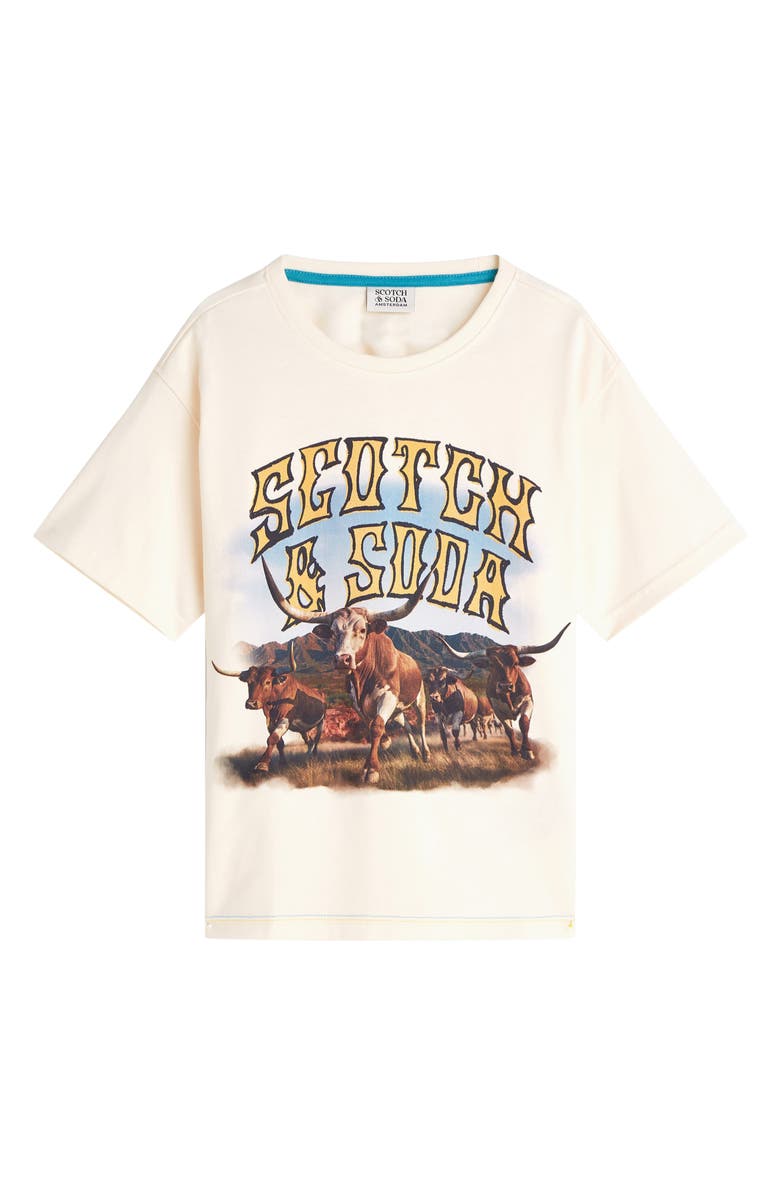 Scotch & Soda Kids' Western Graphic T-Shirt, Main, color, Eggnog