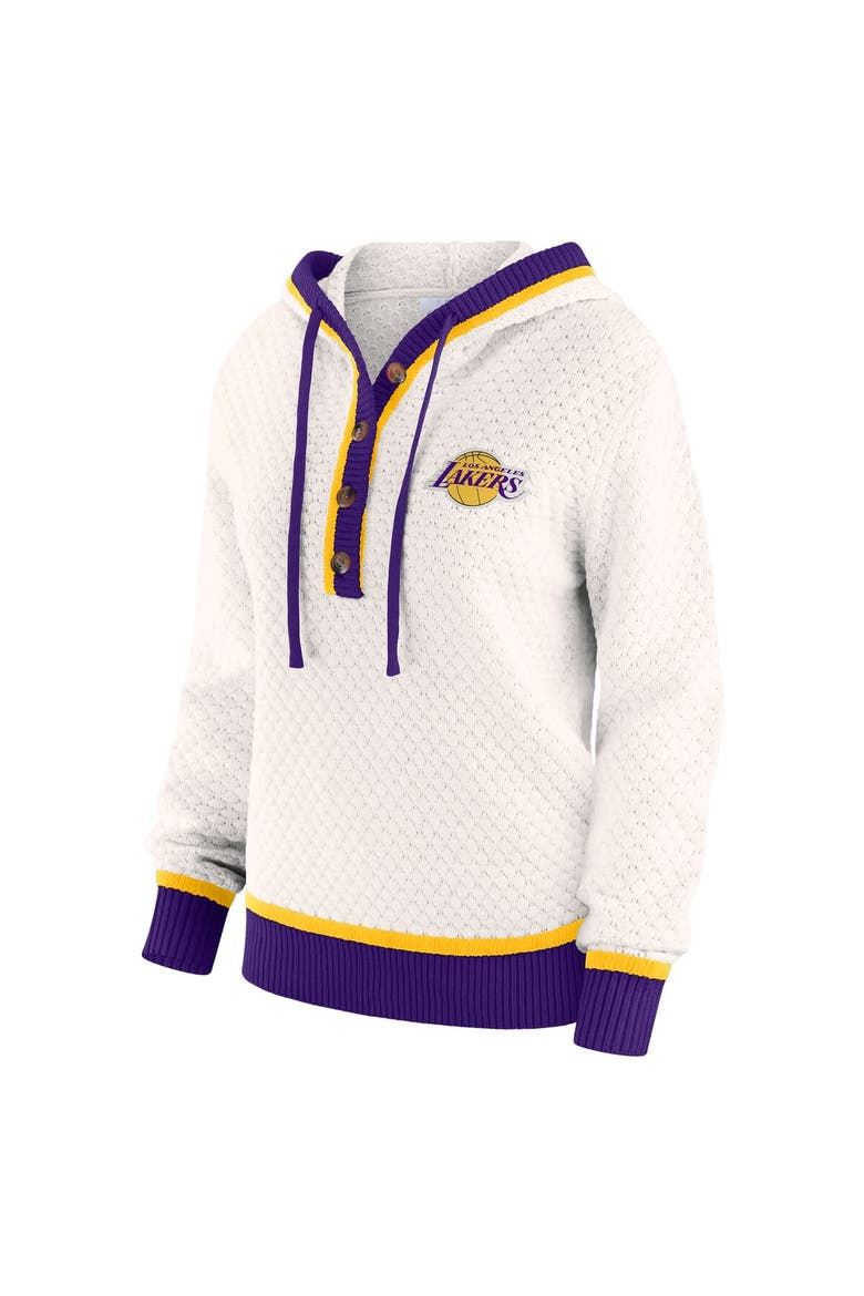 Women's WEAR by Erin Andrews Cream Los Angeles Lakers Plus Size Hoodie Sweater, Alternate, color, Cream
