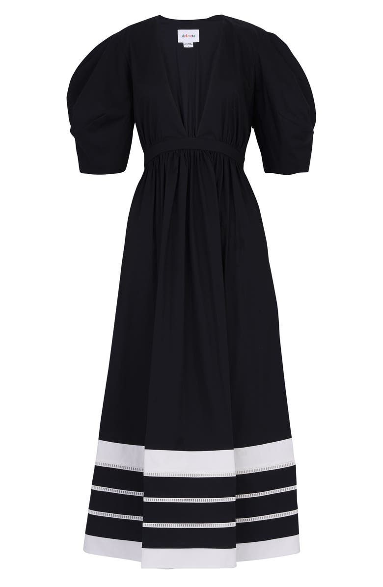 De Loreta Miel Deep V-Neck Cotton Midi Dress, Alternate, color,