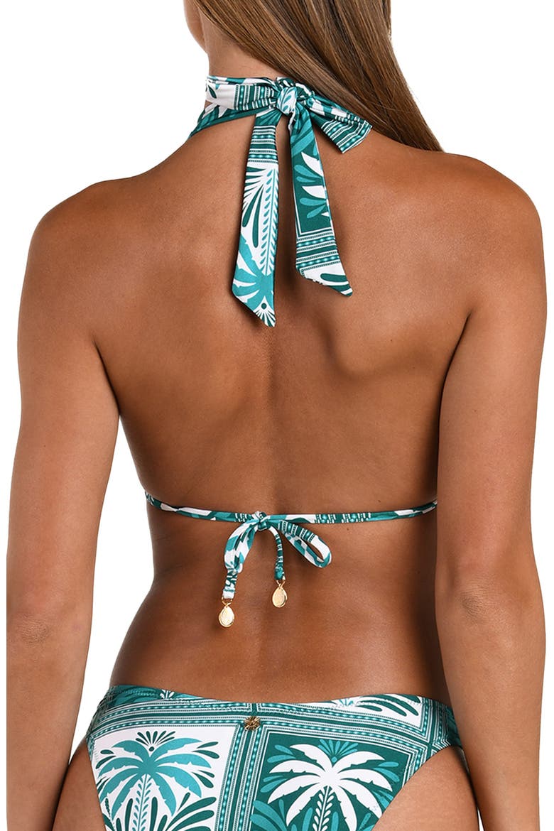 Patchwork Palms Triangle Bikini Top, Alternate, color, TURQUOISE