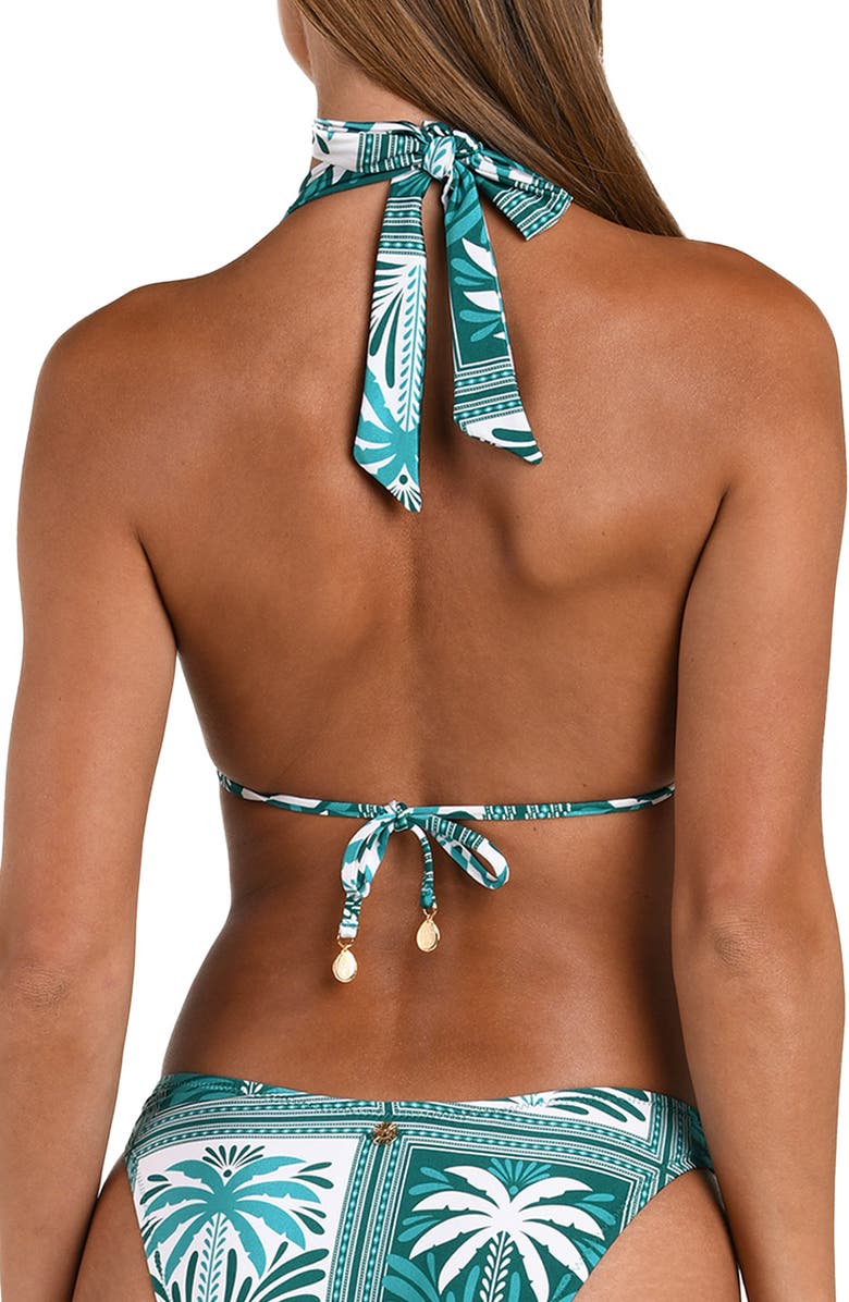 Sunshine 79 Patchwork Palms Triangle Bikini Top, Alternate, color, Turquoise