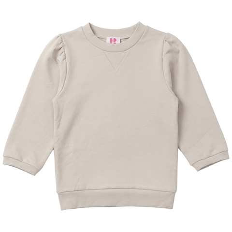 Puff Sleeve Ribbed Trim Long Sleeve Blouse