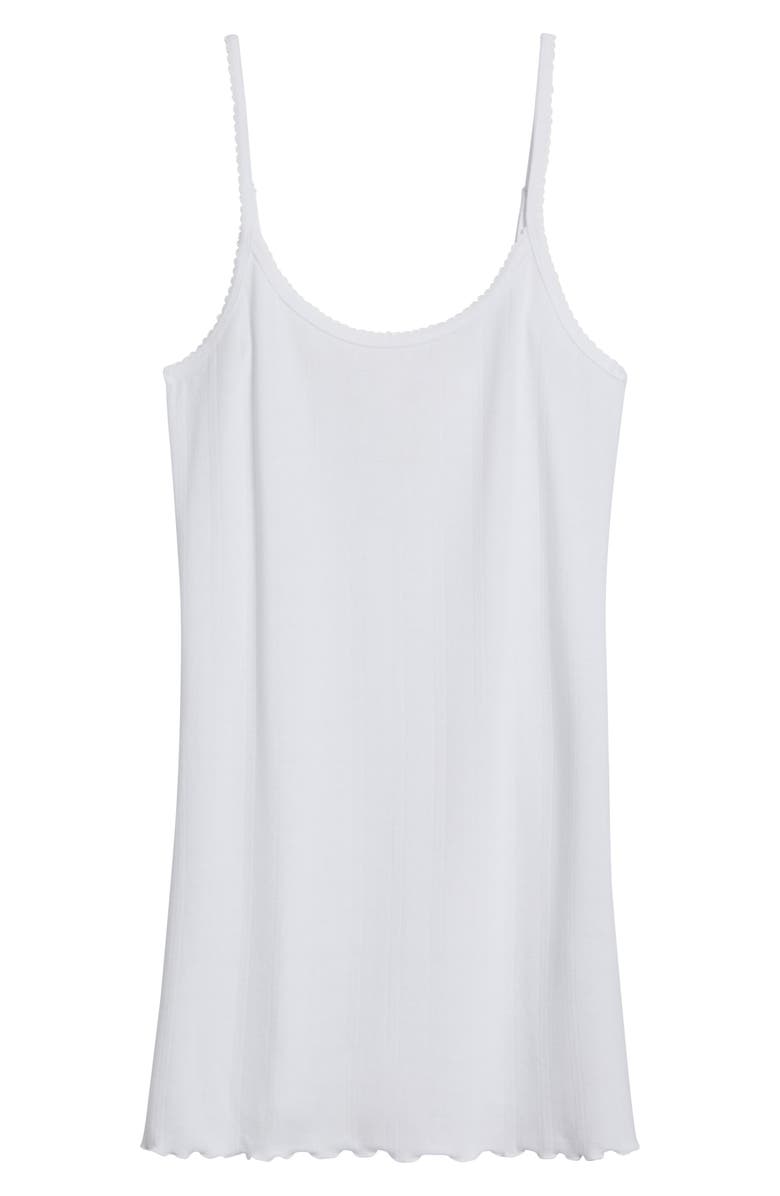 Open Edit Pointelle Knit Chemise, Alternate, color, White