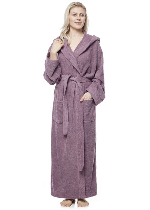 Arus Cotton Full Length Hooded Bathrobe In Purple