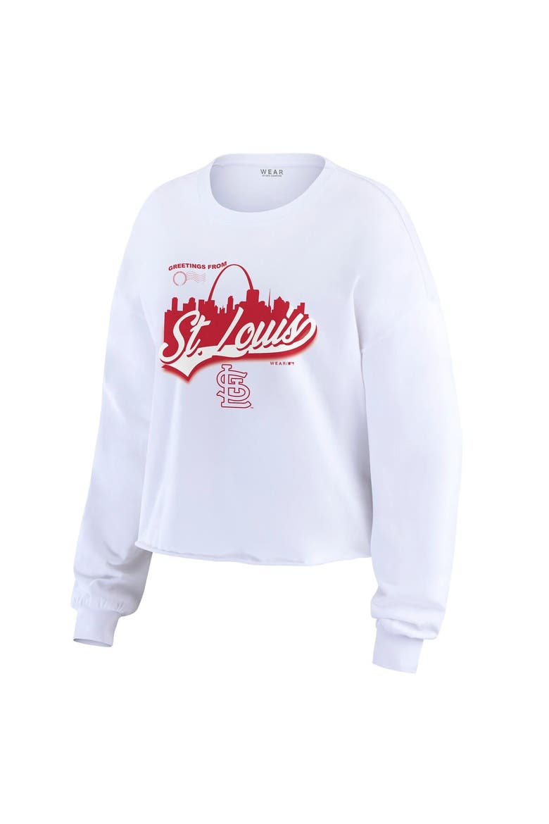 Women's WEAR by Erin Andrews White St. Louis Cardinals Domestic Postcard Long Sleeve T-Shirt, Alternate, color, White