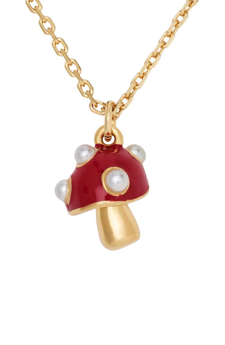 Kate Spade New York mushroom pendant necklace, Main, color, Red Multi