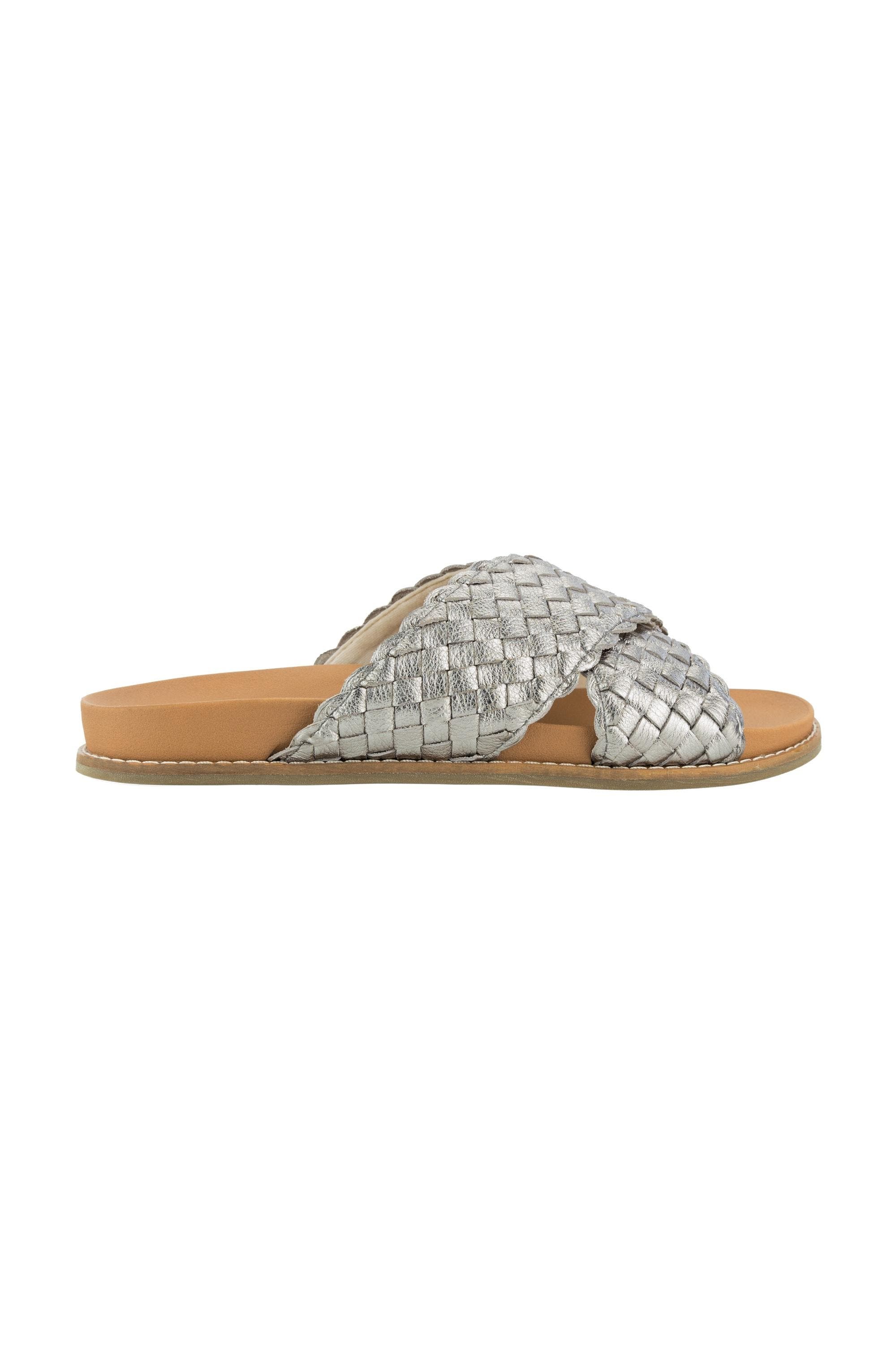 The Sak Penelope Leather Woven Slip On Sandal, Alternate, color, Pyrite Woven