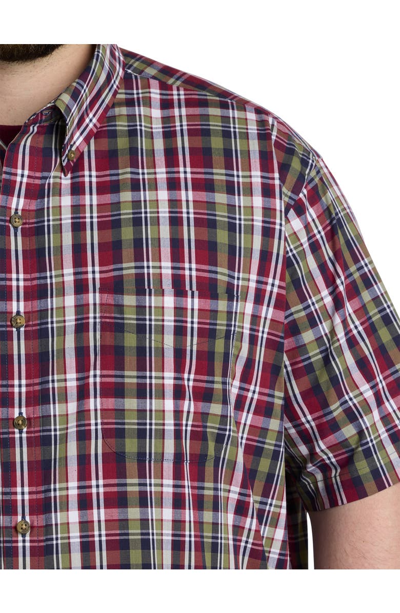 Harbor Bay by DXL Easy-Care Medium Plaid Sport Shirt, Alternate, color, Navy/Green Multi
