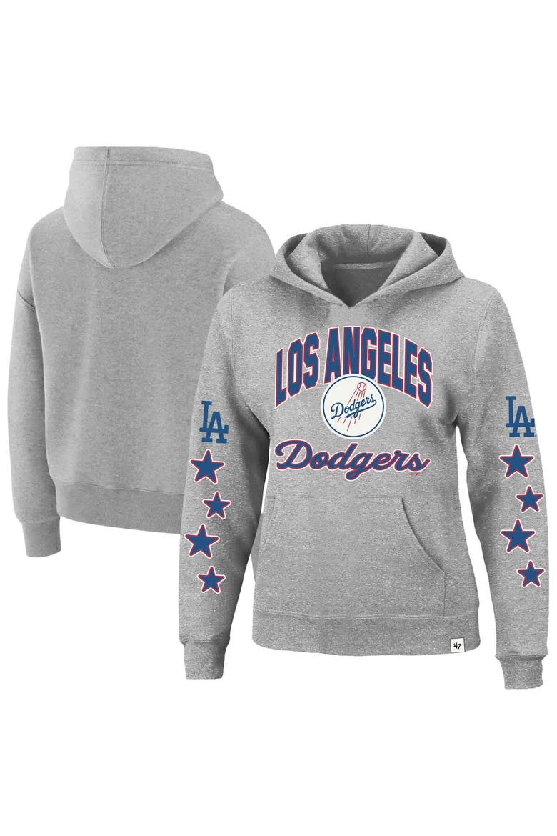 Women's '47  Heather Gray Los Angeles Dodgers Plus Size Starry Eye Hoodie, Main, color, Heather Gray