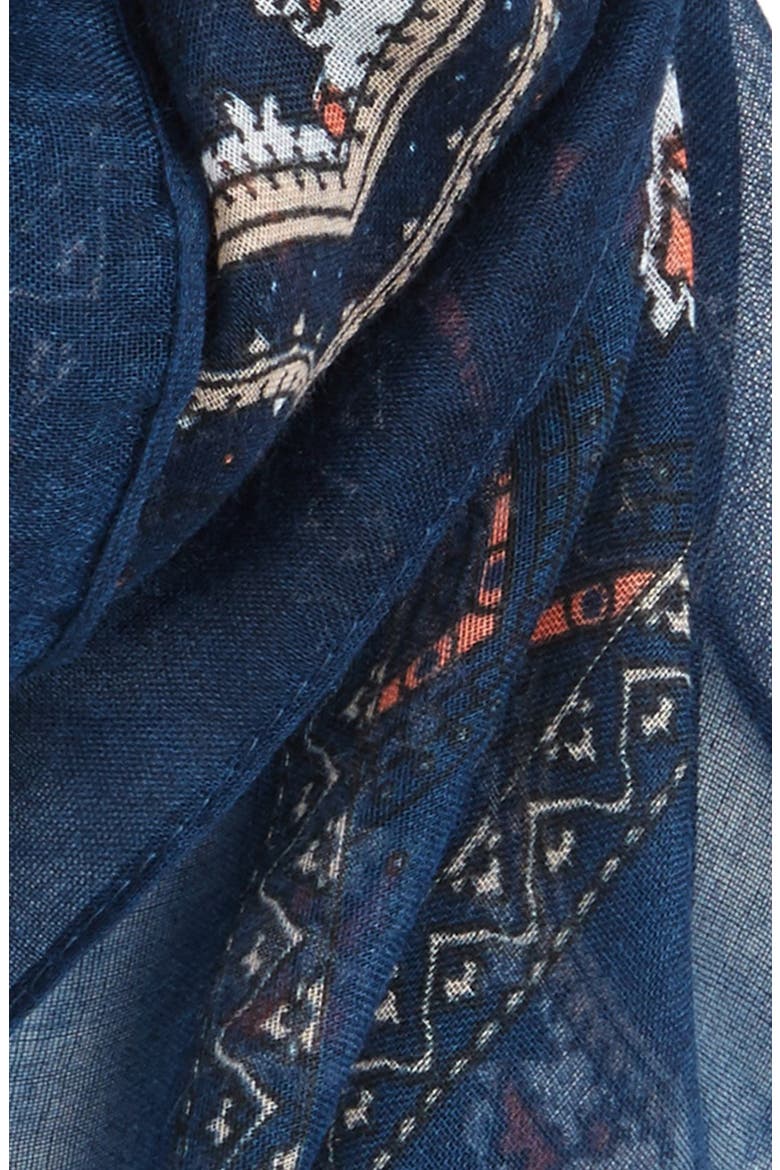 Medallion Paisley Square Scarf, Main, color, NAVY MULTI