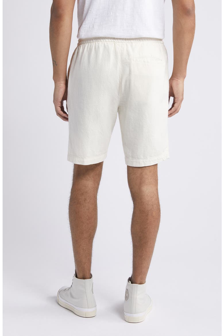 Archer Flat Front Cotton & Linen Shorts, Alternate, color, ECRU