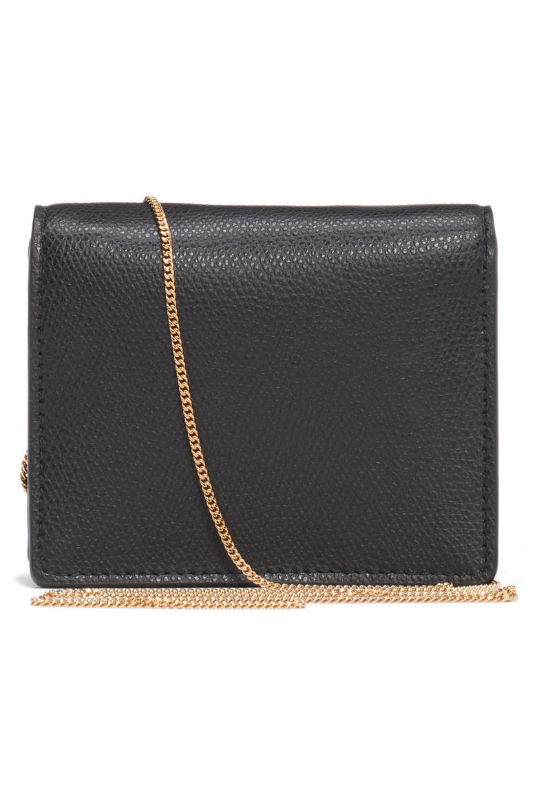 Leather Wallet on a Chain, Alternate, color, NERO/ ORO SOFT