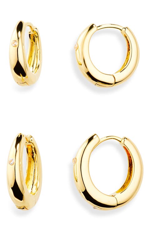 2-Pack Demi-Fine Oval Hoop Earrings