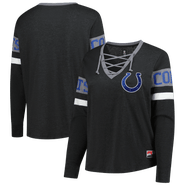 New Era Women's New Era Black Indianapolis Colts Plus Size Throwback Lace-Up Long Sleeve T-Shirt