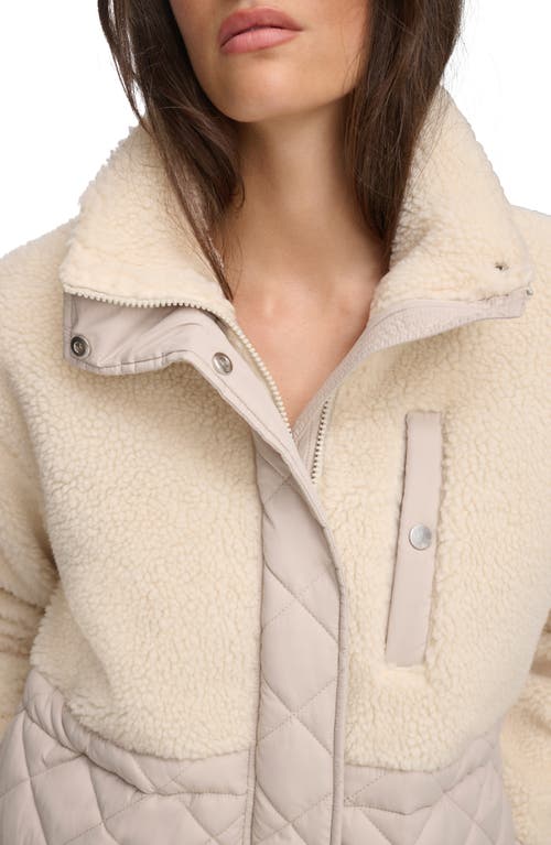 Andrew Marc Sport Mixed Media Faux Shearling Quilted Jacket In Brown