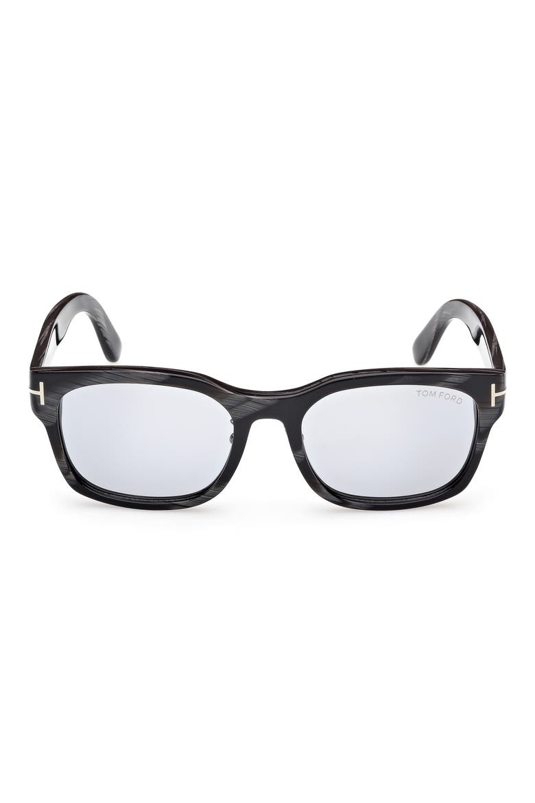 55mm Rectangle Tinted Sunglasses, Main, color, BLACK HORN / SMOKE