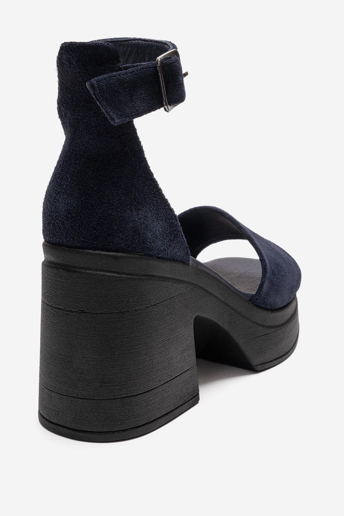 Margot Leather Platform Sandal, Alternate, color, Navy Suede