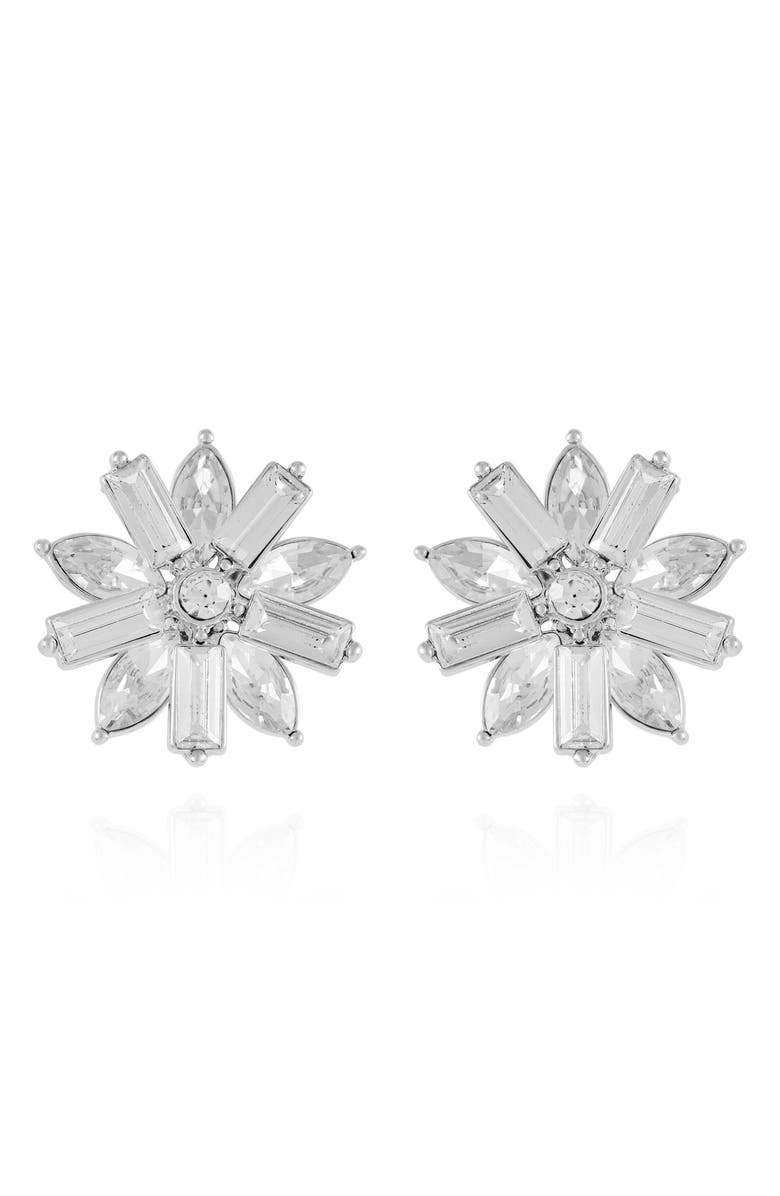 T Tahari Flower Clip-On Earrings, Main, color, Silvertone