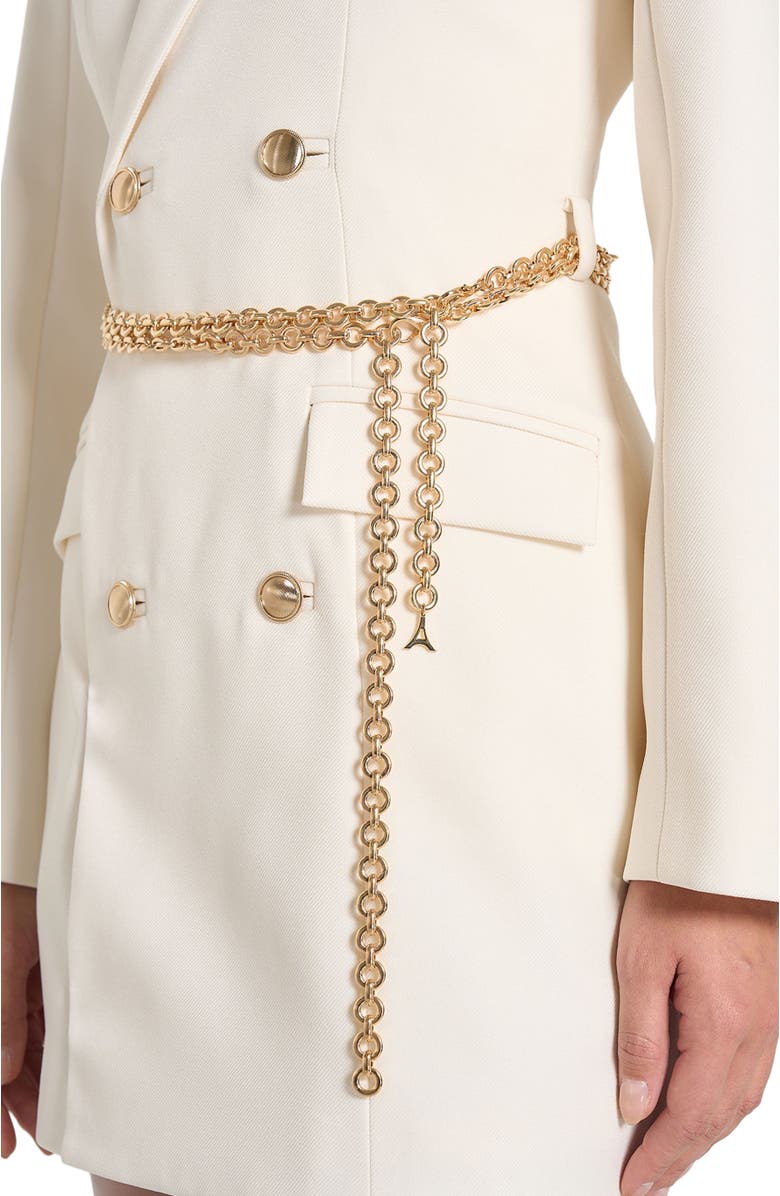 Manière De Voir Zara Double Breasted Blazer Dress With Chain, Alternate, color, Off White