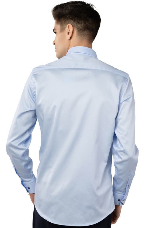 Luchiano Visconti Leo Solid Baby Blue Shirt In Brown