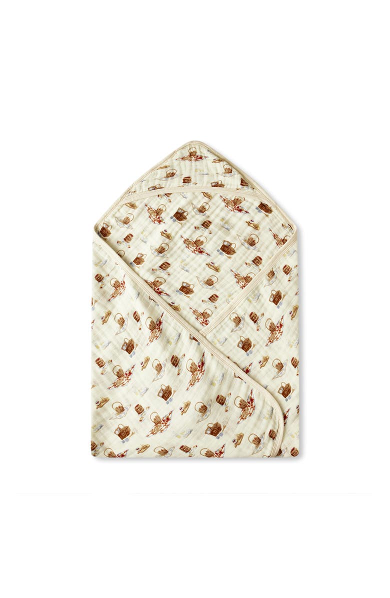 Milkbarn Organic Cotton Hooded Swaddle, Main, color, Picnic
