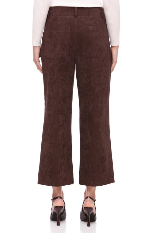 Bagatelle Patch Pocket Faux Leather Crop Wide Leg Pants In Brown