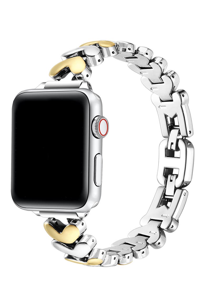 Archer Heart Bracelet Apple Watch® Watchband, Alternate, color, SILVER/GOLD