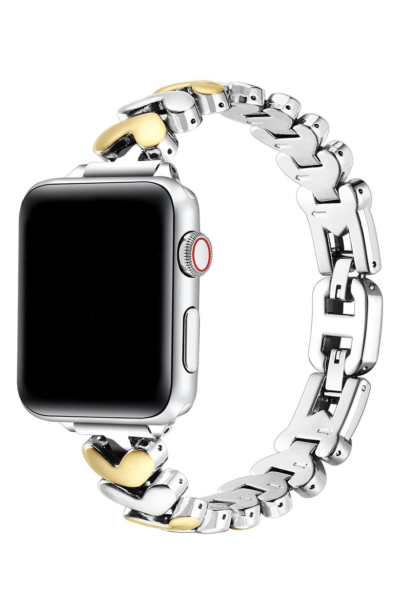 The Posh Tech Archer Heart Bracelet Apple Watch<sup>®</sup> Watchband, Alternate, color, Gold