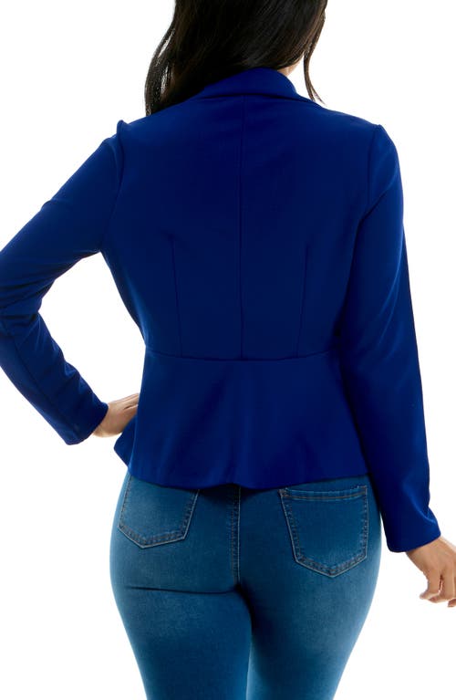 Nina Leonard Notch Lapel Peplum Blazer In Deep Sapphire