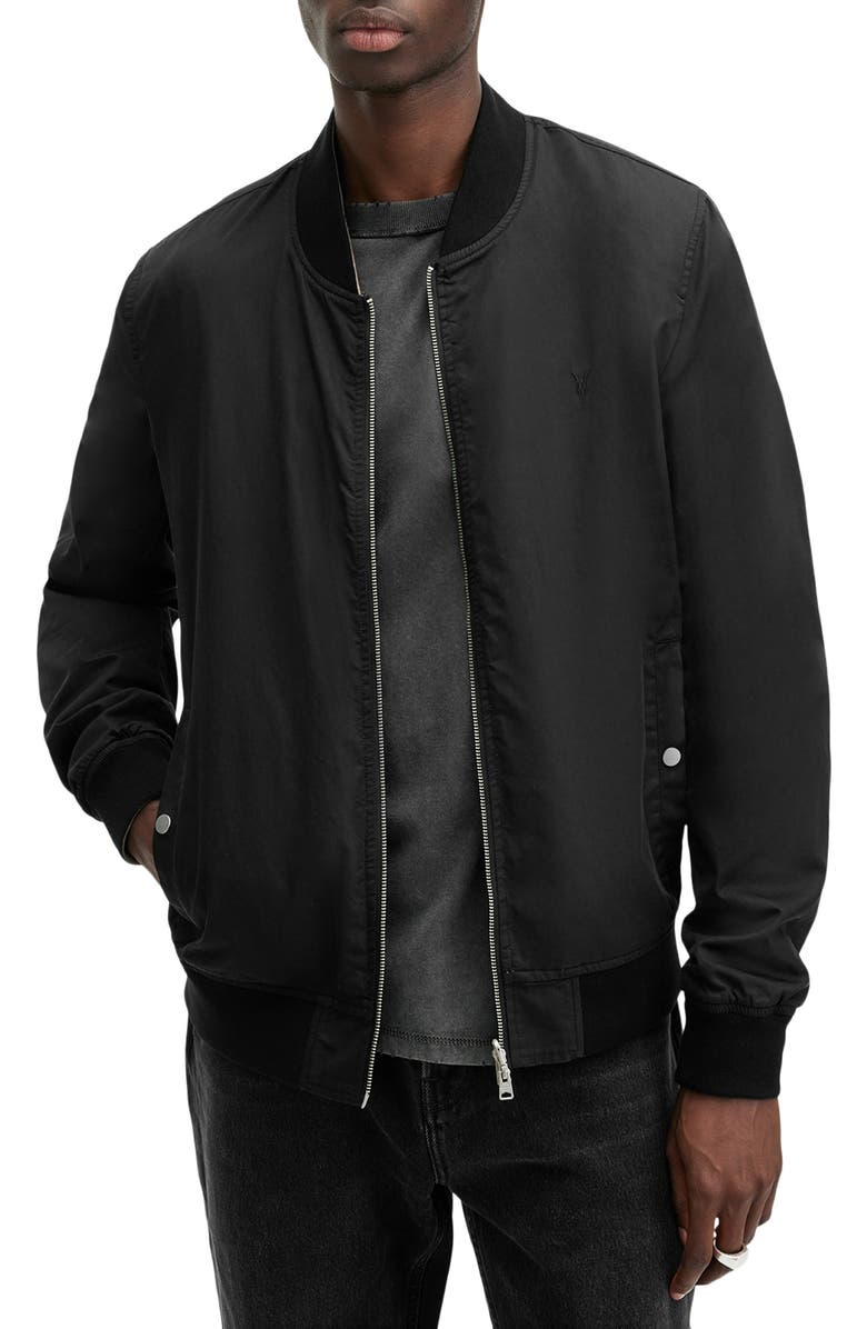 AllSaints Bassett Reversible Bomber Jacket, Main, color, Black / Khaki Brown
