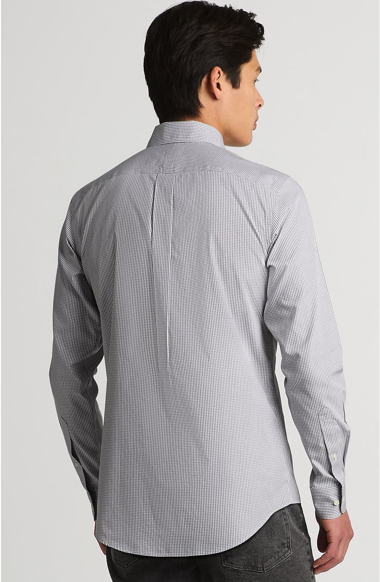 Lands' End School Uniform Tailored Fit No Iron Solid Supima Cotton Pinpoint Buttondown Collar Dress Shirt, Alternate, color, Ultimate Gray Check