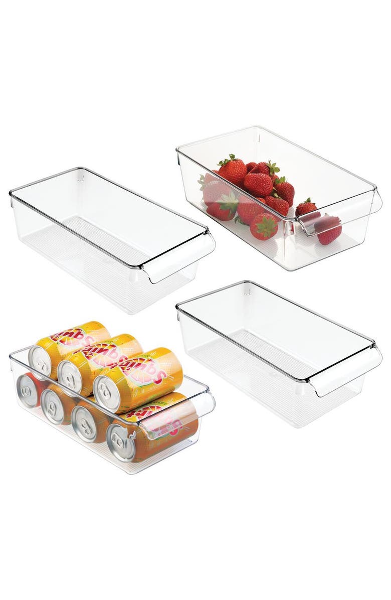 iDesign Fridge Storage Tray with Handle - Set of 4 - Clear, Main, color,