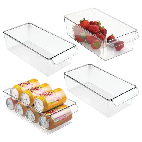 Fridge Storage Tray with Handle - Set of 4 - Clear