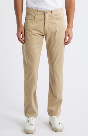 Canali Regular Fit 5-pocket Cotton Stretch Twill Pants In Neutral