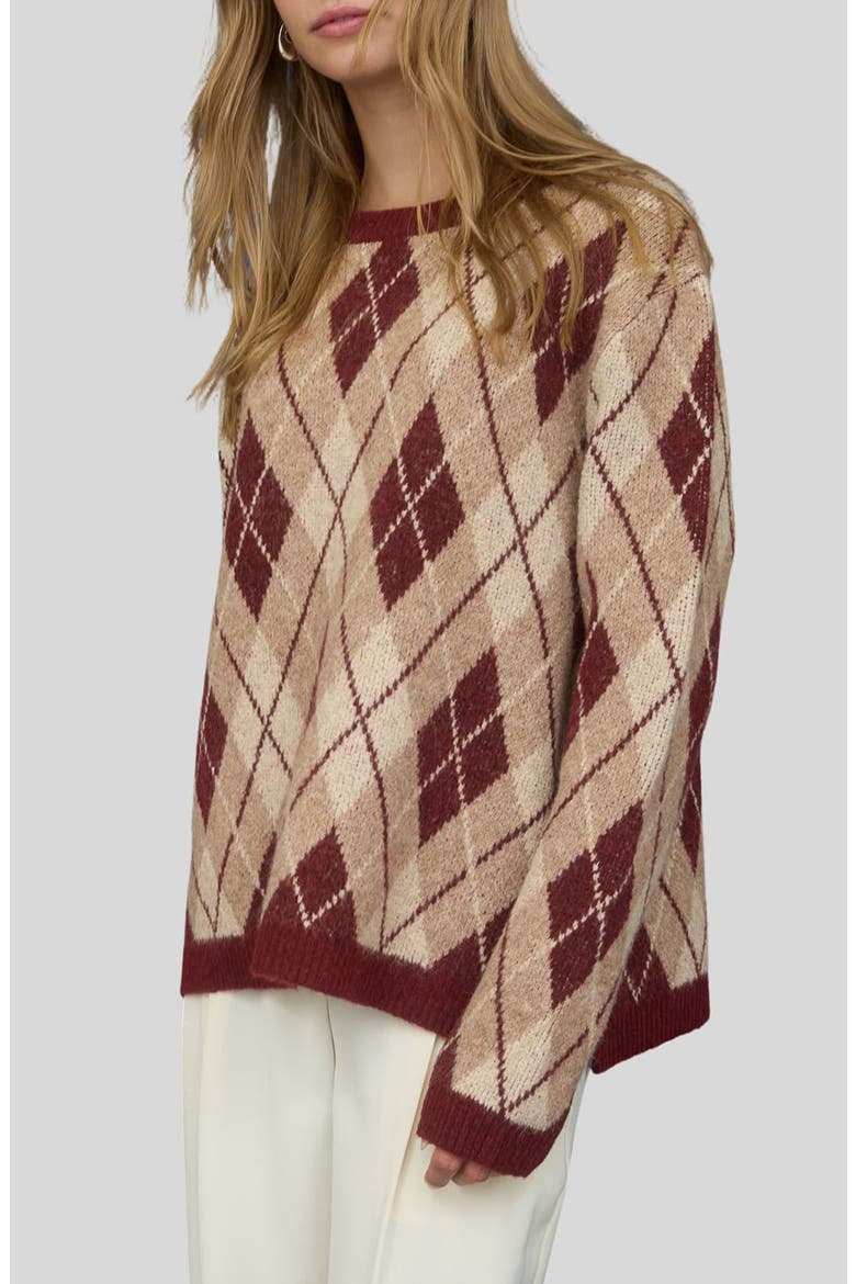 Argyle Sweater, Alternate, color, BURGUNDY MULTI