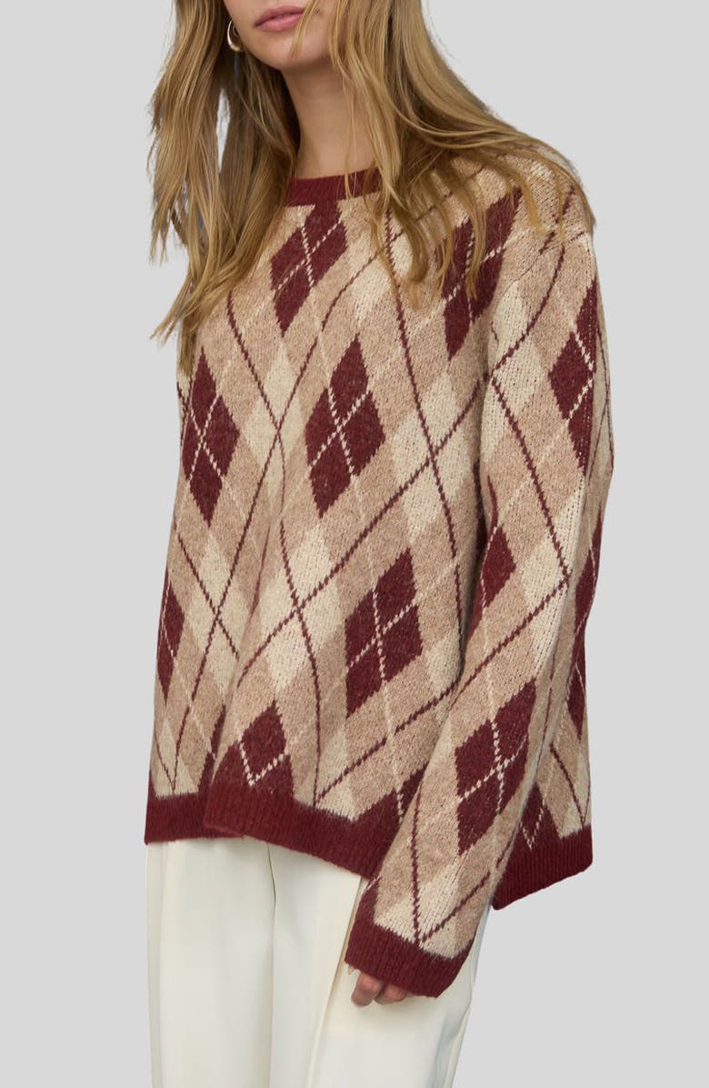 Blu Pepper Argyle Sweater, Alternate, color, Burgundy Multi