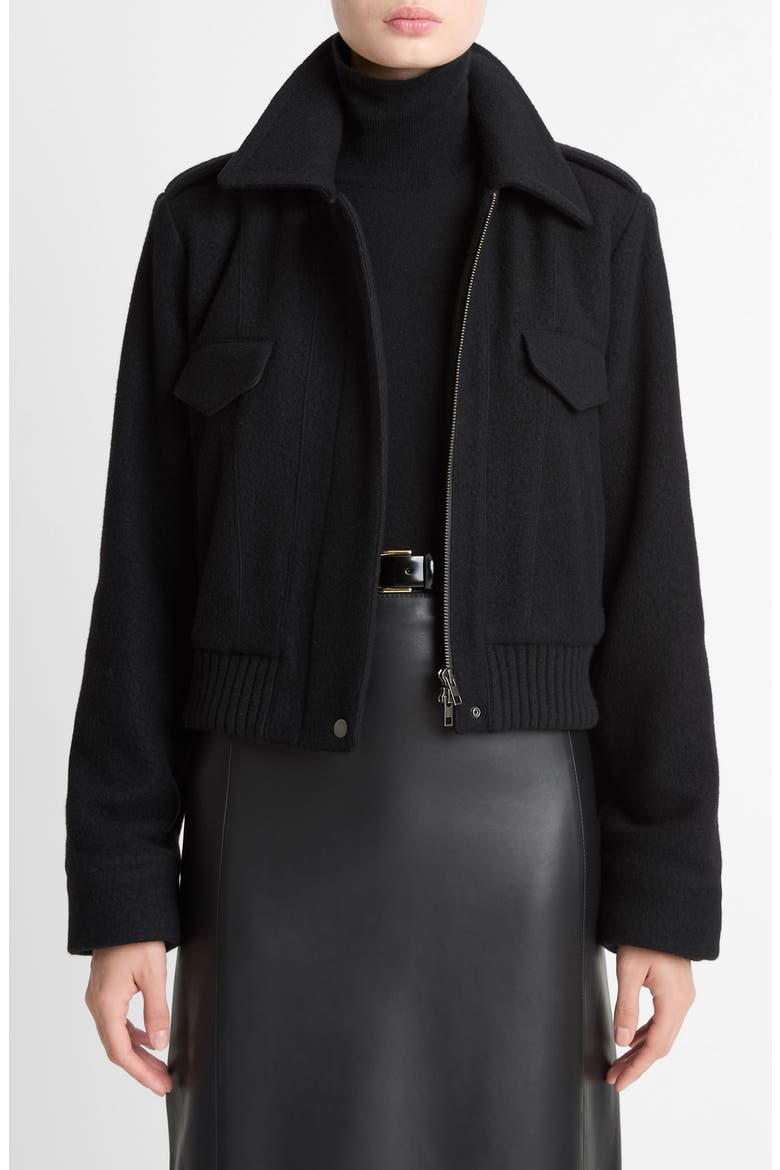 Wool Blend Crop Jacket, Main, color, BLACK