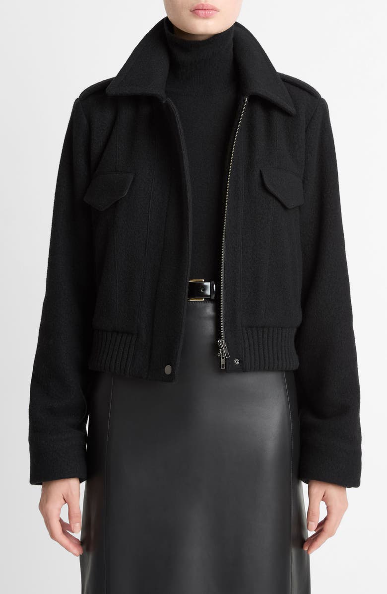 Vince Wool Blend Crop Jacket, Main, color, Black