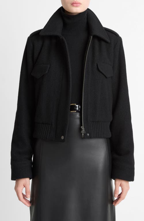 Vince Cropped Wool-blend Jacket In Black
