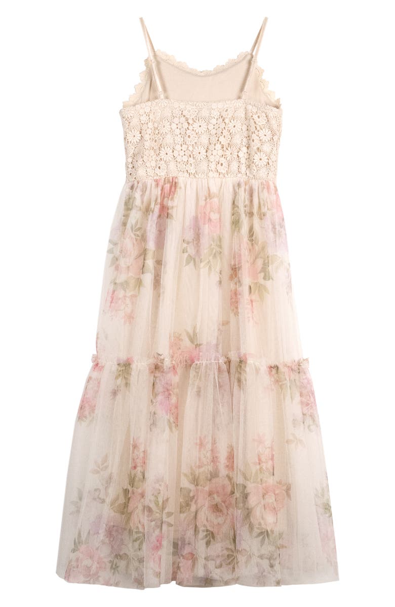 Zunie Kids' Lace Bodice Tiered Dress, Alternate, color, Natural
