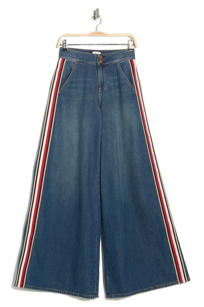 Nessi High Waist Side Stripe Baggy Jeans, Alternate, color, CLEMENTINE TINT