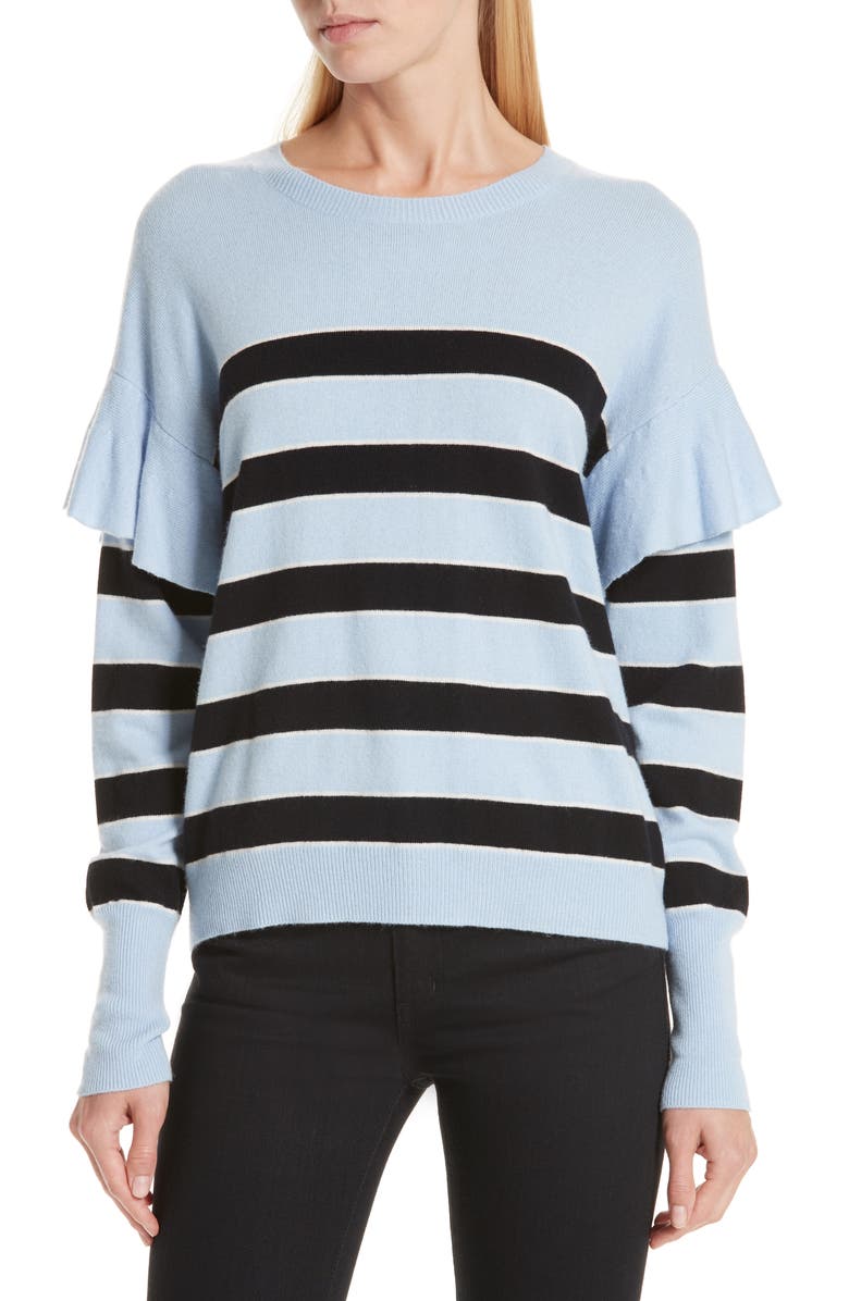 Robert Rodriguez Olivia Ruffle Stripe Sweater, Main, color, 
